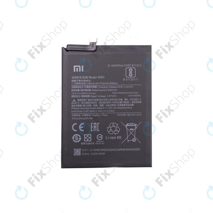 Xiaomi Redmi Note 9 Pro - Akku Batterie BN53 5020mAh - 46020000181G Genuine Service Pack