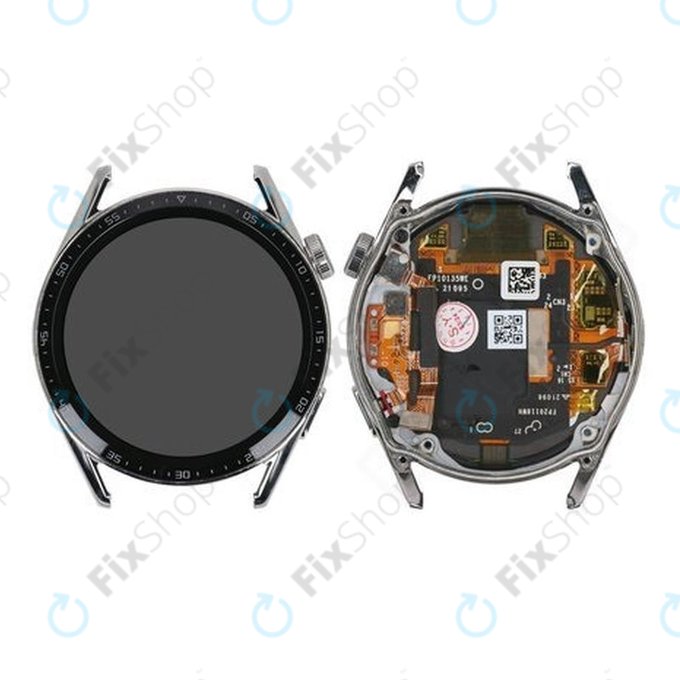 Huawei Watch GT 3 JPT-B19 46mm - LCD Display + Touch Screen + Frame (Silver) - 02354QMS Genuine Service Pack