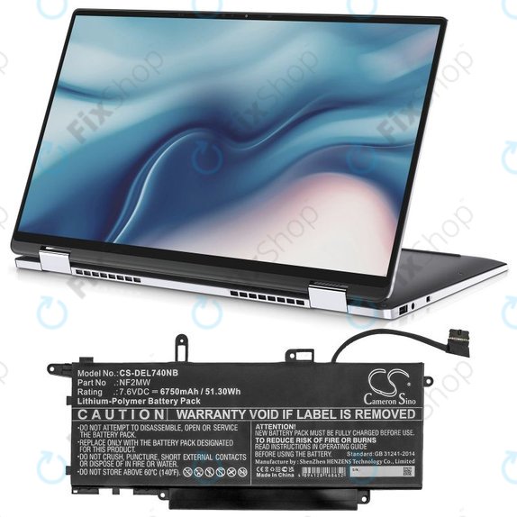 Akku batterie für Dell Latitude 7310 2-in-1, 7400 2-in-1, 6750mAh, Li-Pol, 7.6V, NF2MW, HQ