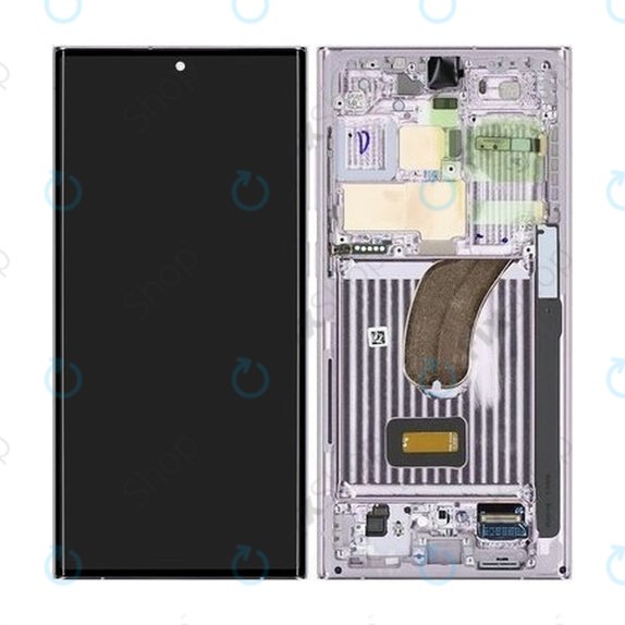 Samsung Galaxy S23 Ultra S918B - LCD Display + Touchscreen Front Glas + Rahmen (Lavender) - GH82-30466D, GH82-30465D Genuine Service Pack
