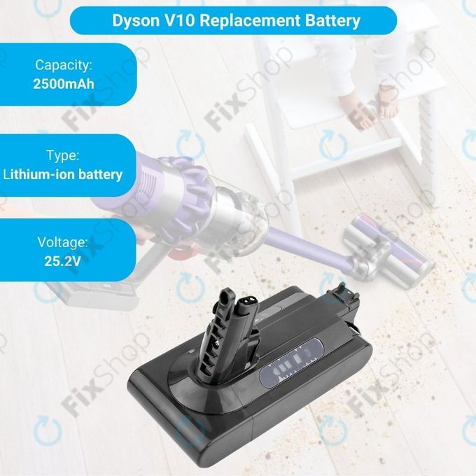 Dyson V10 - Akku Batterie 969352-02, SV12, 206340 Li-Ion 25.2V 2500mAh HQ