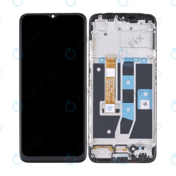 Oppo A16, A16s - LCD Display + Touchscreen Front Glas + Rahmen (Crystal Black) TFT