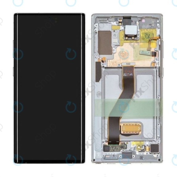 Samsung Galaxy Note 10 Plus - LCD Display + Touchscreen Front Glas + Rahmen (Aura White) - GH82-20838B, G82-20900B Genuine Service Pack
