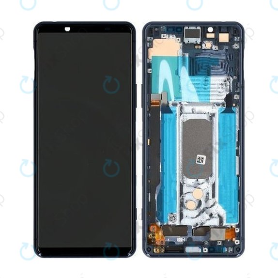 Sony Xperia 5 II - LCD Display + Touchscreen Front Glas + Rahmen (Blue) - A5024934A Genuine Service Pack
