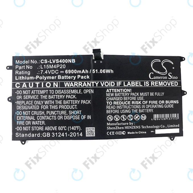 Akku batterie für Lenovo Yoga 4S, 900S, 6900mAh, Li-Pol, 7.4V, L15M4P20, HQ