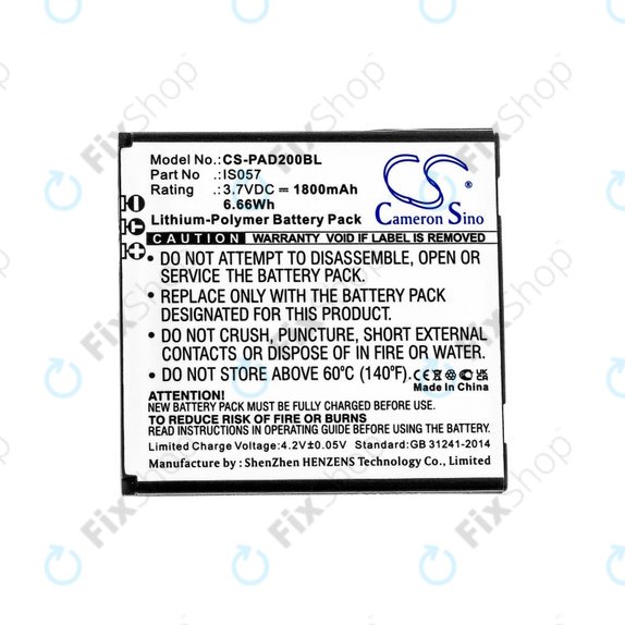 Batterie für Pax myPOS D200, D200T, IS275, D200, 1800mAh, Li-Pol, 3.7V, IS057, HQ