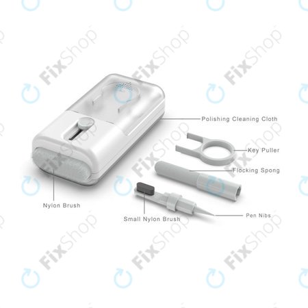 Multifunktionales Bürstenset mit Tuch- und Schlüsselabzieher 6in1