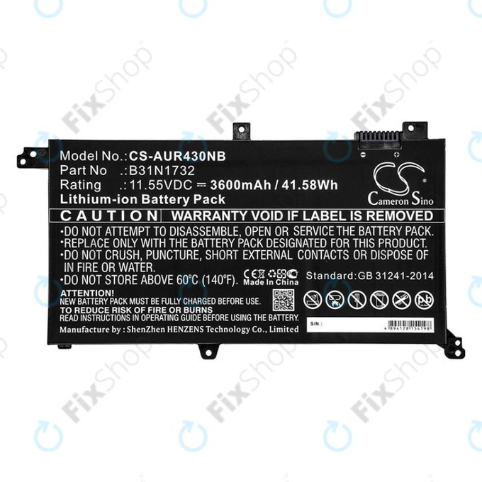 Akku batterie für Asus VivoBook S14, S430FA, 3600mAh, Li-Ion, 11.55V, B31N1732, HQ