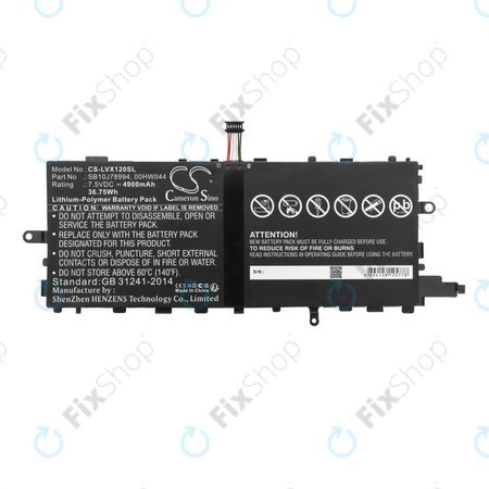 Akku batterie für Lenovo Thinkpad X1 Tablet, 4900mAh, Li-Pol, 7.5V, SB10J78994, HQ