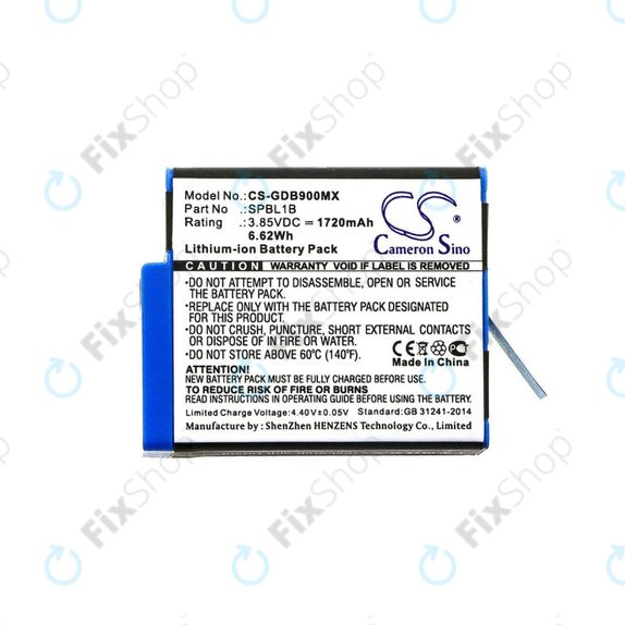 Batterie für Gopro Hero 9, 11, 1720mAh, Li-Ion, 3.85V, SPBL1B, HQ