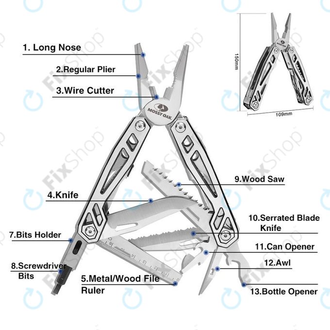 Mossy Oak - Edelstahl 21in1 Multifunktionszange