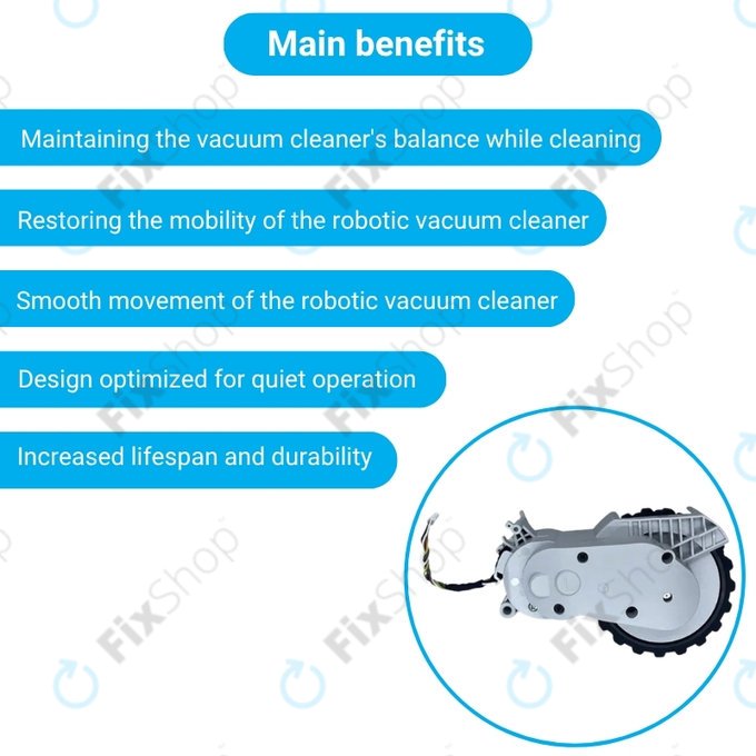 Xiaomi Mijia E10, E12, Mi Robot Vacuum Mop 2 Lite, 2 Pro - Rad mit Motor (Links) (Weiß)