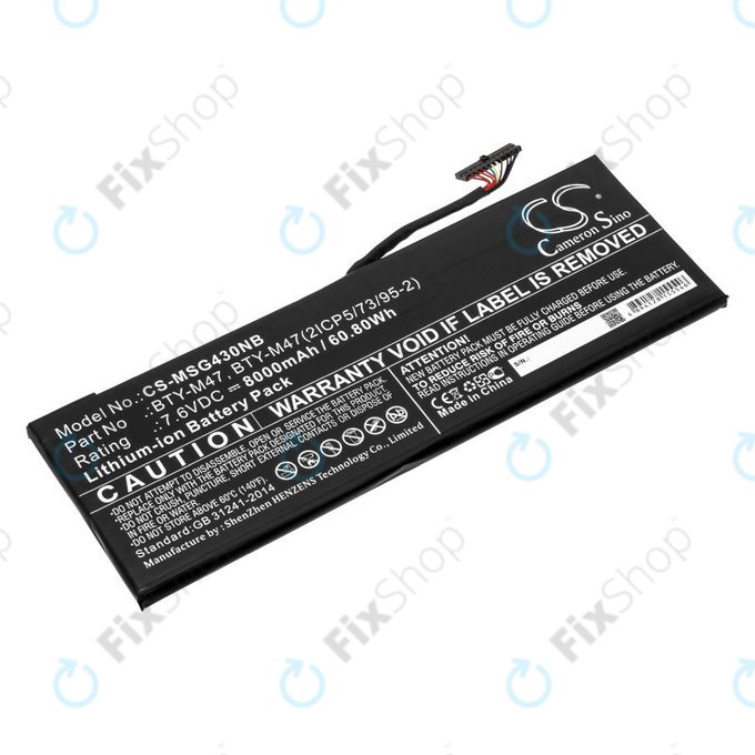 Akku batterie für MSI GS40, GS43, MS14, 8000mAh, Li-Ion, 7.6V, BTY-M47, HQ