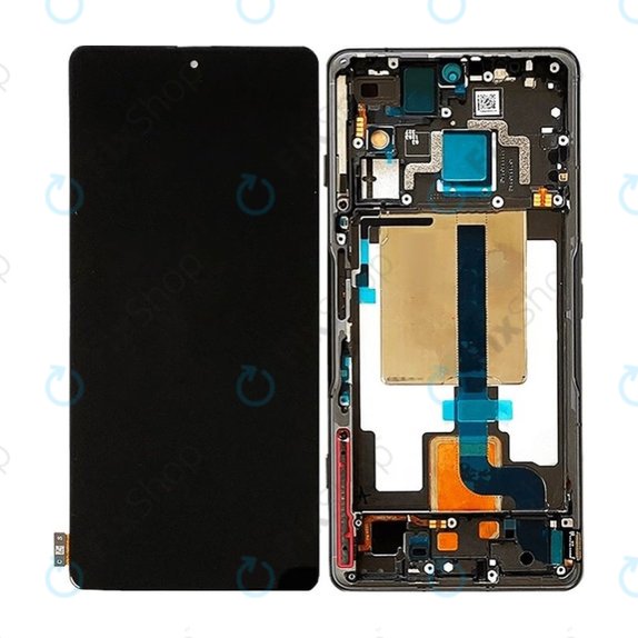 Xiaomi Poco F4 GT 21121210G - LCD Display + Touchscreen Front Glas + Rahmen (Stealth Black) - 5600090L1000 Genuine Service Pack
