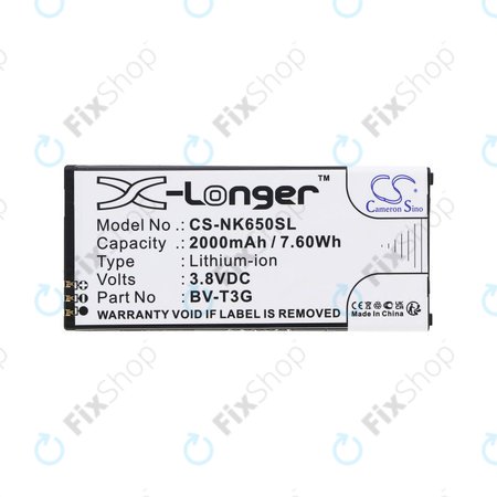 Akku batterie für Nokia Lumia 650, 2000mAh, Li-Ion, 3.8V, BV-T3G, HQ