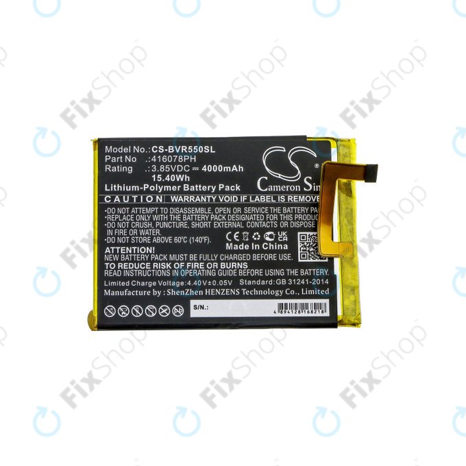 Batterie für Blackview BV5500, 4000mAh, Li-Pol, 3.85V, 416078PH, HQ