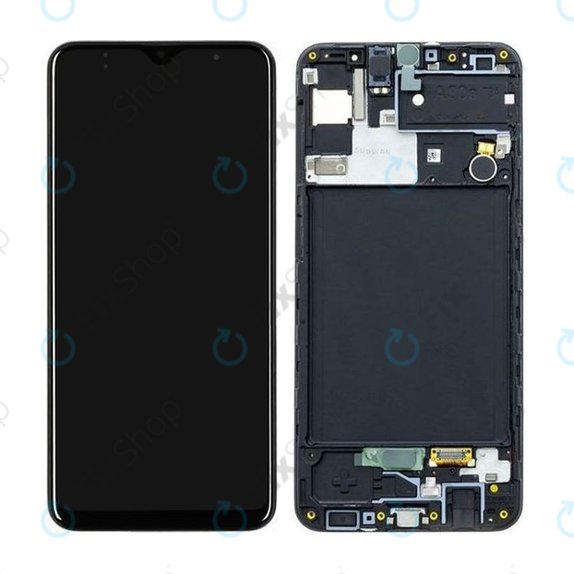 Samsung Galaxy A30s A307F - LCD Display + Touchscreen Front Glas + Rahmen (Prism Crush Black) - GH82-21189A, GH82-21190A, GH82-21191A, GH82-21329A, GH82-21385A Genuine Service Pack