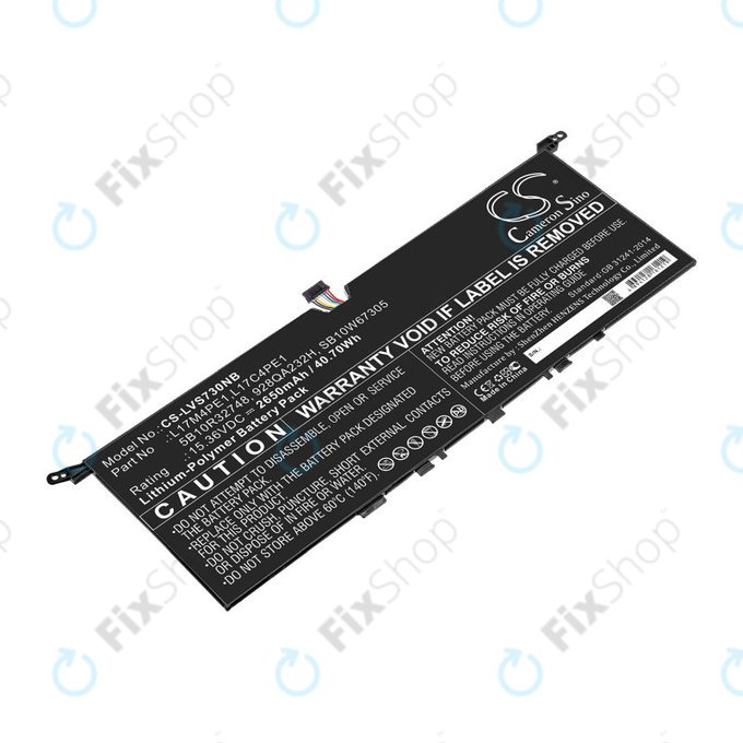 Batterie für Lenovo IdeaPad 730-13, 2650mAh, Li-Pol, 15.36V, 5B10R32748, HQ
