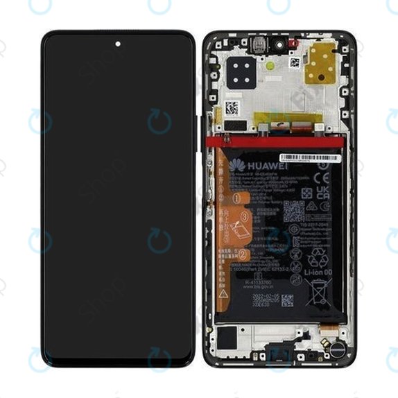 Huawei Nova 9 SE JLN-LX1 JLN-LX3 - LCD Display + Touchscreen Front Glas + Rahmen + Akku Batterie (Midnight Black) - 02354UVY Genuine Service Pack