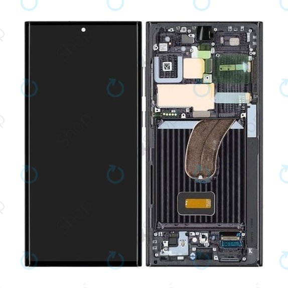 Samsung Galaxy S23 Ultra S918B - LCD Display + Touchscreen Front Glas + Rahmen (Phantom Black) - GH82-30466A, GH82-30465A Genuine Service Pack