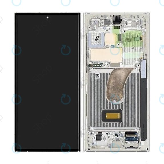 Samsung Galaxy S23 Ultra S918B - LCD Display + Touchscreen Front Glas + Rahmen (Cream) - GH82-30466B, GH82-30465B Genuine Service Pack