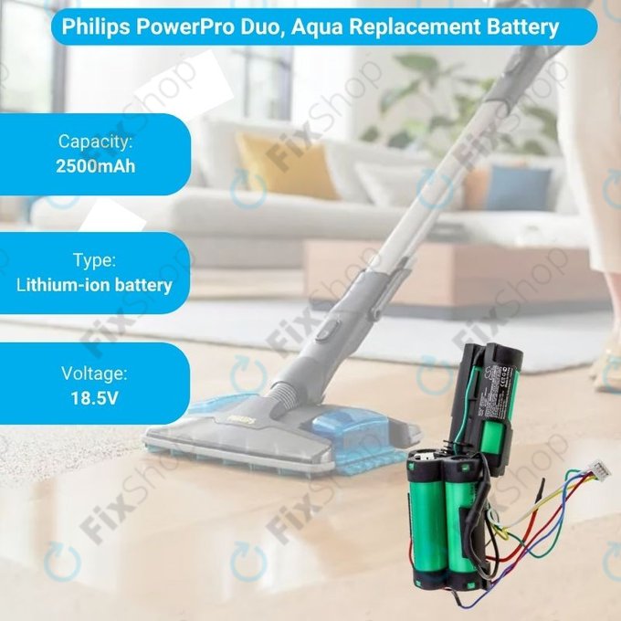 Philips PowerPro Duo, PowerPro Aqua - Akku Batterie 5ICR19/65 Li-Ion 18.5V 2500mAh HQ