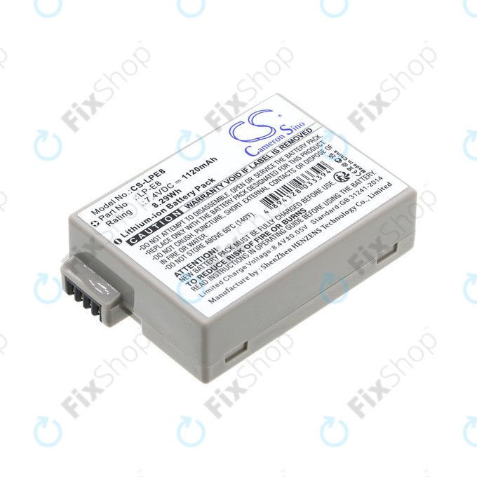 Akku batterie für Canon EOS 550D, 600D, LP-E8, Li-ion, 7.4V, 1120mAh, HQ