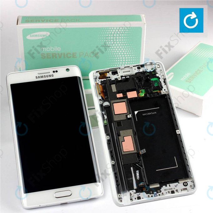 Samsung Galaxy Note Edge N915FY - LCD Display + Touchscreen Front Glas + Rahmen (White) - GH97-16636B Genuine Service Pack