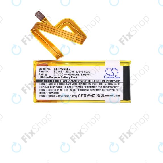 Batterie für Apple iPod Classic 6th Gen, iPod 5G, iPod Video, 450mAh, Li-Pol, 3.7V, EC008, HQ