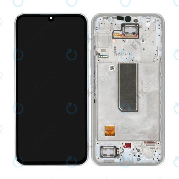 Samsung Galaxy A34 5G A346B - LCD Display + Touchscreen Front Glas + Rahmen (Silver) - GH82-31200B, GH82-31201B Genuine Service Pack
