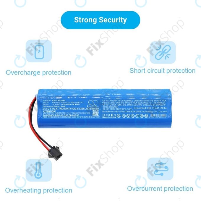 Xiaomi Roidmi EVE Plus, Viomi, Lydsto, Proscenic, Tefal - Akku Batterie NR18650 M26-4S2P, SUN-INTE-181, H18650CH-4S2P Li-Ion 14.4V 6700mAh HQ