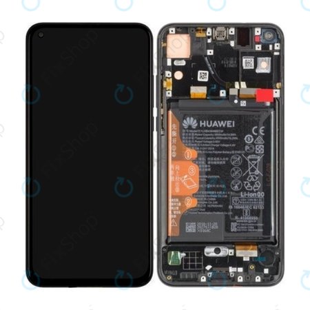 Huawei Honor View 20 - LCD Display + Touchscreen Front Glas + Rahmen + Akku Batterie - 02352JKP Genuine Service Pack (Midnight Black)