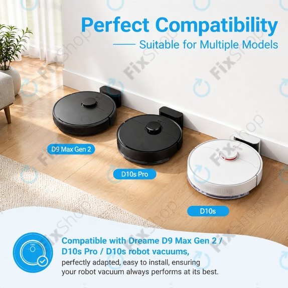 Ersatzteilset für Xiaomi Dreame D9 Max Gen2, D10s, D10s Pro (1x Hauptbürste, 2x Filter, 2x Seitenbürste – schwarz)