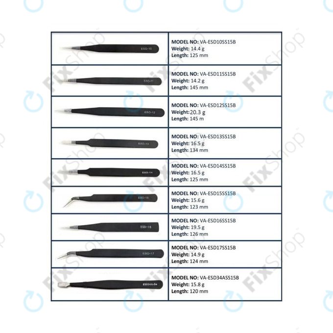 ESD Antistatik-Edelstahl-Pinzetten-Set 9in1