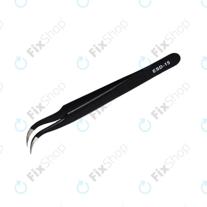 Vetus ESD-15 - Antistatische Metallpinzette mit gebogener Spitze (120 mm)