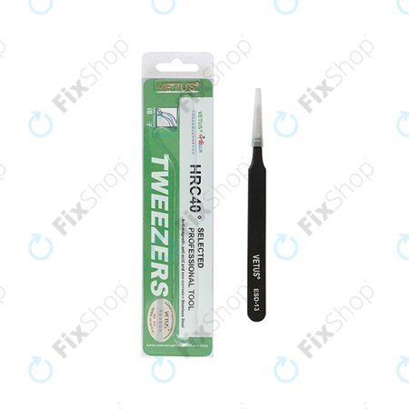 Vetus ESD-13 - Antistatische Metallpinzette mit flacher Spitze (115mm)