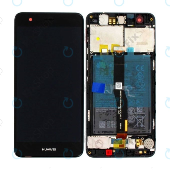 Huawei Nova - LCD Display + Touchscreen Front Glas + Rahmen + Akku Batterie (Black) - 02351CKD, 02350YRH Genuine Service Pack