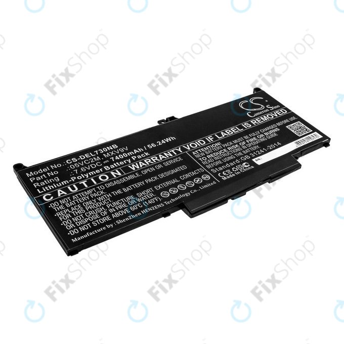 Akku batterie für Dell Latitude 13 7300, 14 7400, 7400mAh, Li-Pol, 7.6V, 05VC2M, HQ