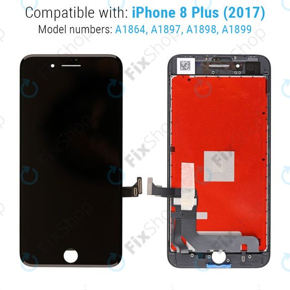 Display für iPhone 8 Plus, Black, Touchscreen-Glas mit Rahmen