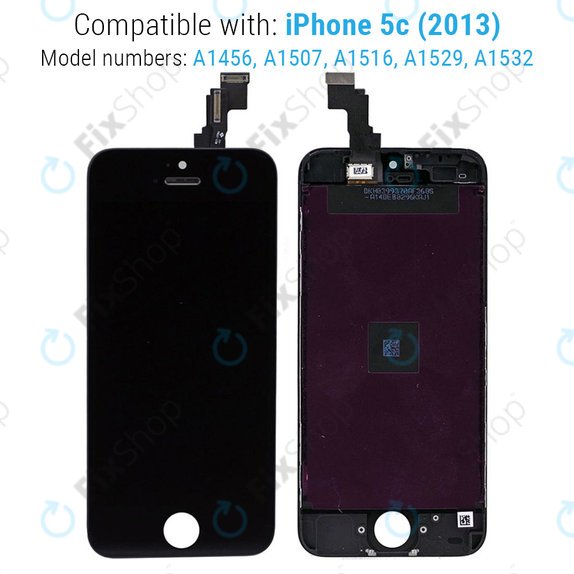 Display für iPhone 5C, Black, Touchscreen-Glas mit Rahmen