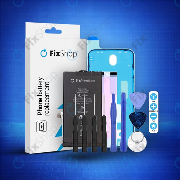 Apple iPhone 12, 12 Pro - Akku Batterie 2815mAh FixPremium + Akku Batterie Klebestreifen Sticker + LCD Klebestreifen Sticker + Werkzeugsatz - Multipack