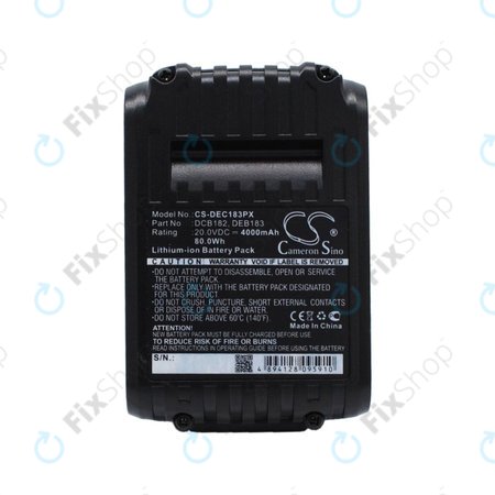 DeWalt DC-series, Klein Tools ACSR, D3, EHS, MCM-series - Akku Batterie DCB182, DCB183, BAT207T44H, BAT20GD1 4000mAh HQ