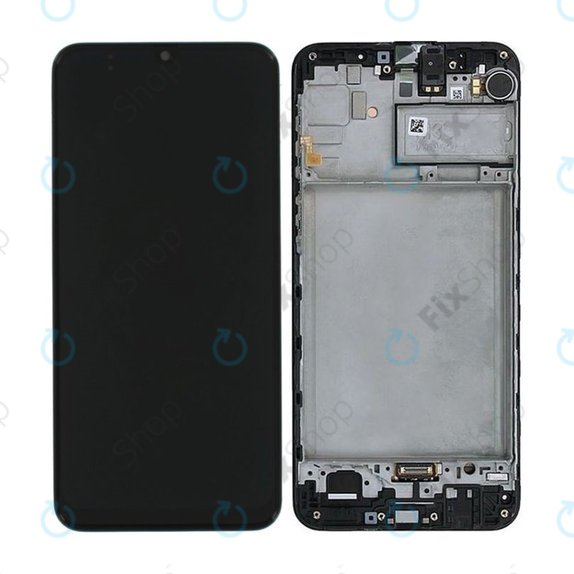 Samsung Galaxy M21 M215F - LCD Display + Touchscreen Front Glas + Rahmen (Black) - GH82-22509A, GH82-22836A, GH82-21266A, GH82-21265A Genuine Service Pack