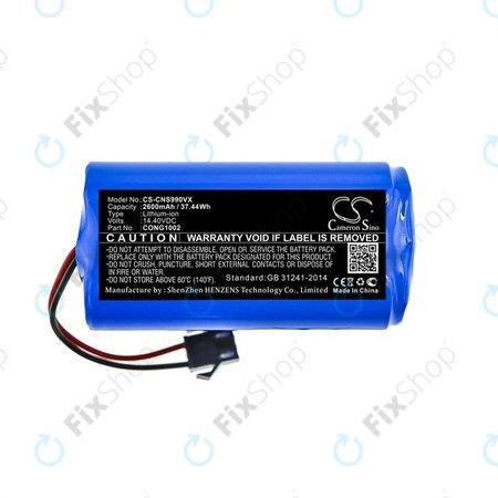 Cecotec Conga 900, 1000, 2000, 5000-series, Excellence 990, Mamibot ExVac 600, 800-series, Neatsvor X500 - Akku Batterie CONG1002 Li-Ion 14.4V 2600mAh HQ