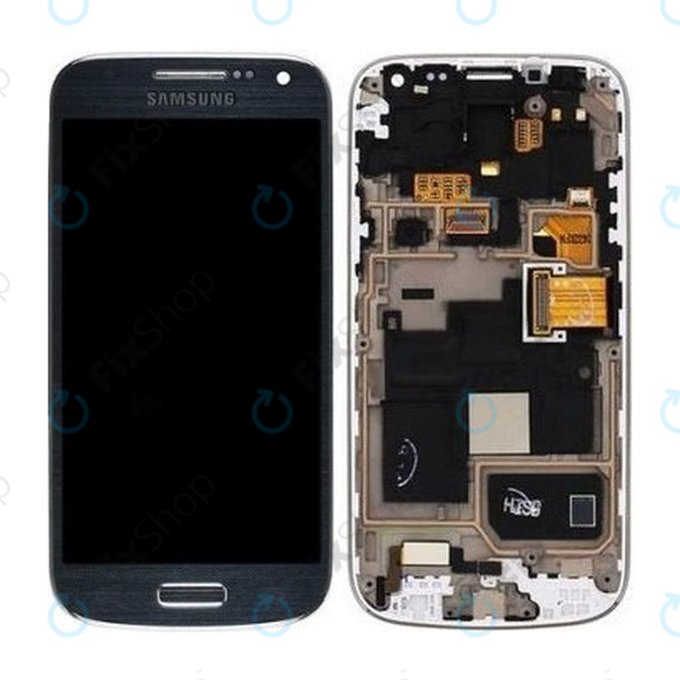 Samsung Galaxy S4 Mini Value I915i - LCD Display + Touchscreen Front Glas + Rahmen (Black Mist) - GH97-16992C Genuine Service Pack