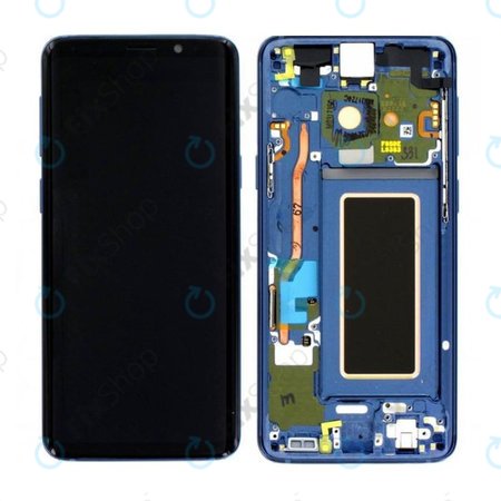 Samsung Galaxy S9 G960F - LCD Display + Touchscreen Front Glas + Rahmen (Koralle Blue) - GH97-21696D, GH97-21697D Genuine Service Pack