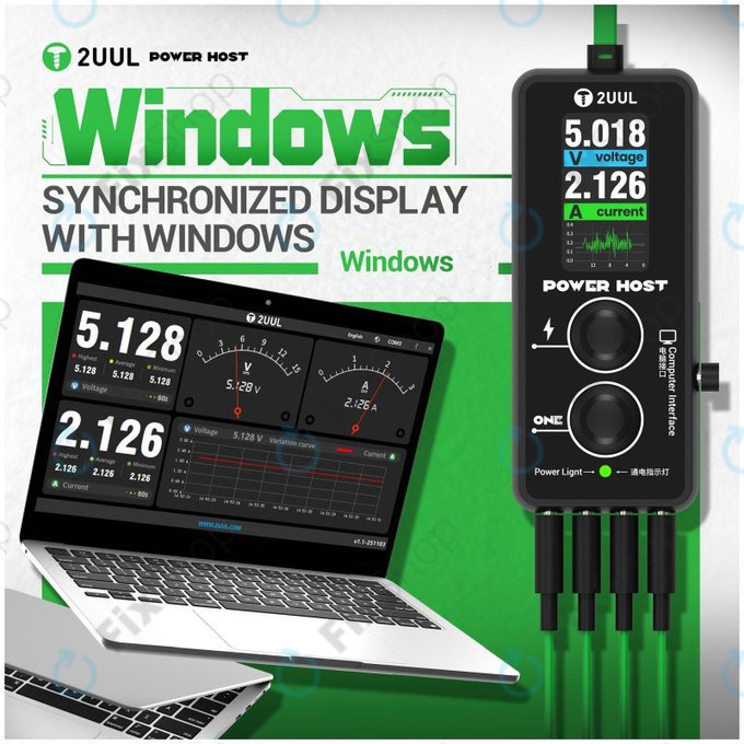 Digitaler USB-C Spannungs- und Stromtester (Power Host), 2UUL PW15