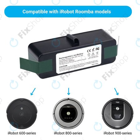 iRobot Roomba 600, 800, 900-series - Akku Batterie 4502233, 4374392, 2130LI Li-Ion 14.8V 5800mAh