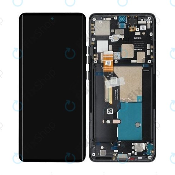 Motorola Edge 50 Pro - LCD Display + Touchscreen Front Glas + Rahmen (Black Beauty) - 5D68C24092, 5D68C24322 Genuine Service Pack