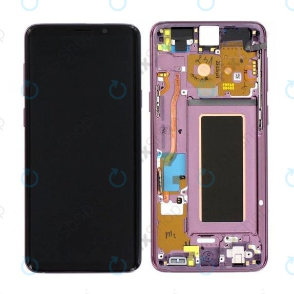 Samsung Galaxy S9 G960F - LCD Display + Touchscreen Front Glas + Rahmen (Lilac Purple) - GH97-21696B, GH97-21697B Genuine Service Pack